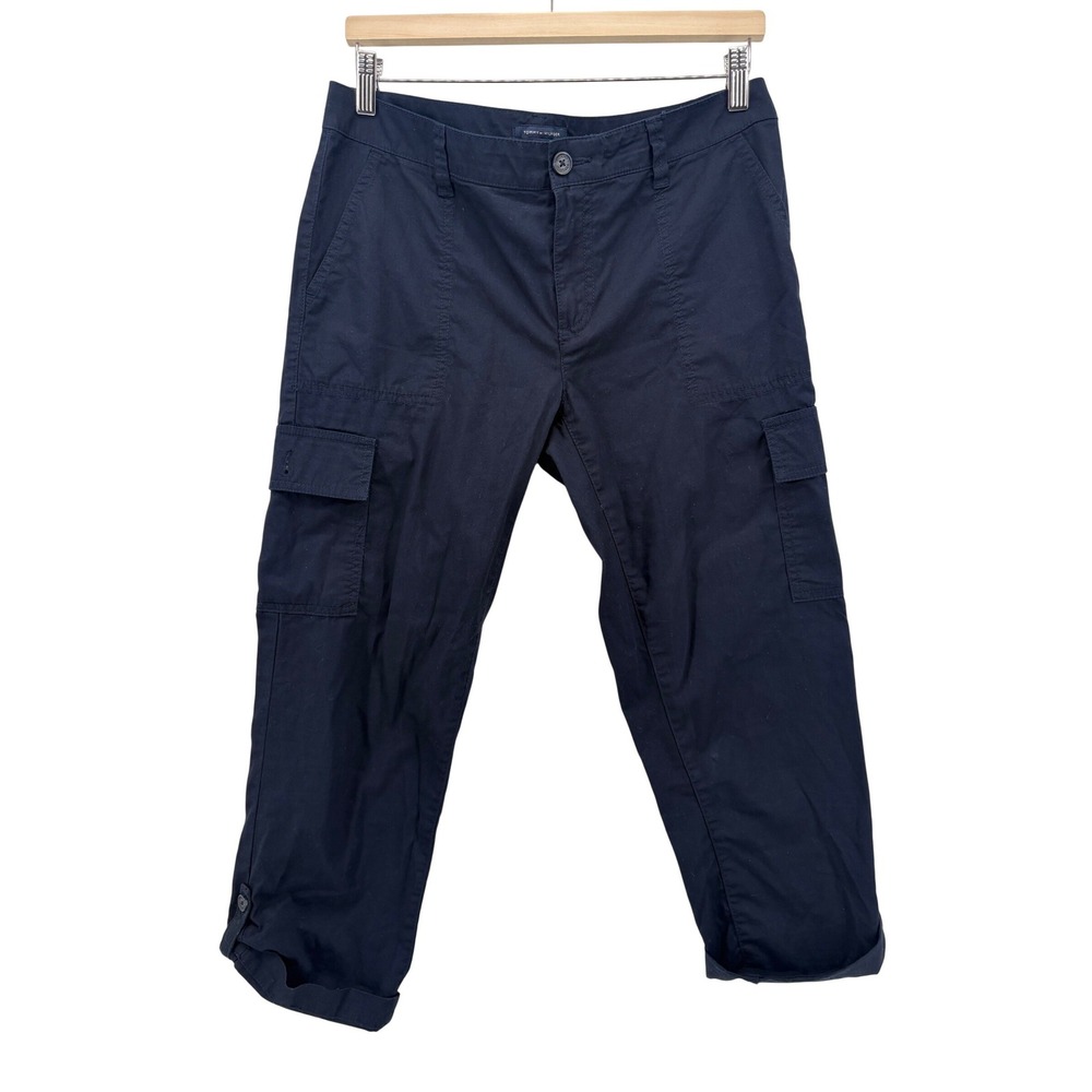 Tommy Hilfiger Cargo Pants Size 8 Navy Blue Cropped Utility Cotton‎ Capris